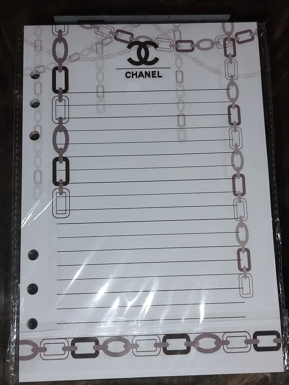 Chanel Lined A5 Size Refill Paper with Chain Motif. A5 Size